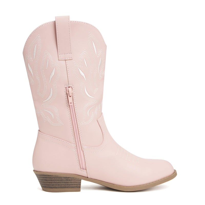 vodvob Kids Western Cowboy Boots for Girls & Boys, Round Toe Mid-Calf Cowgirl Boot with Embroidered & Side Zipper (Little Kid/Big Kid) - Image 3