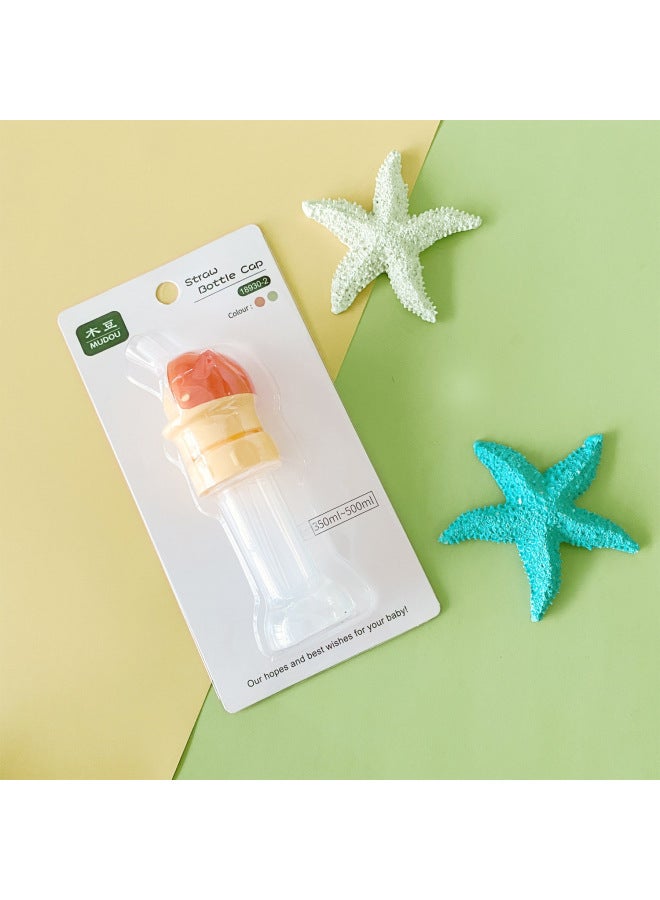 2023 Style Bottle Cap Converter Leak-proof Children's Drink Straw Cap Baby Anti-choking Sippy Cup-Color:With Bottle Straw Cover-kitten Style-red-card Holder-Specifications:1  - Image 1
