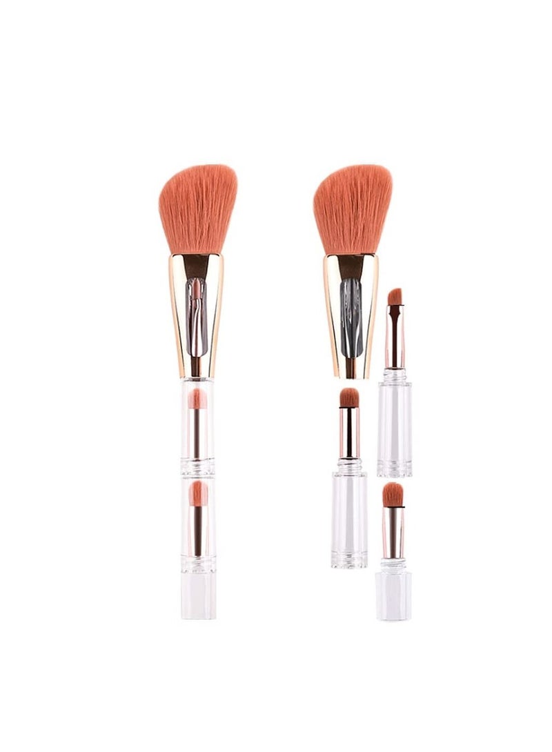 Excefore 4 in 1 Premium Synthetic Hair Contour Angled Brow Blending Eye Shadow Brush, Portable Multi Functional Makeup Brush Set, Suitable for Makeup Tool for Girls - Image 1