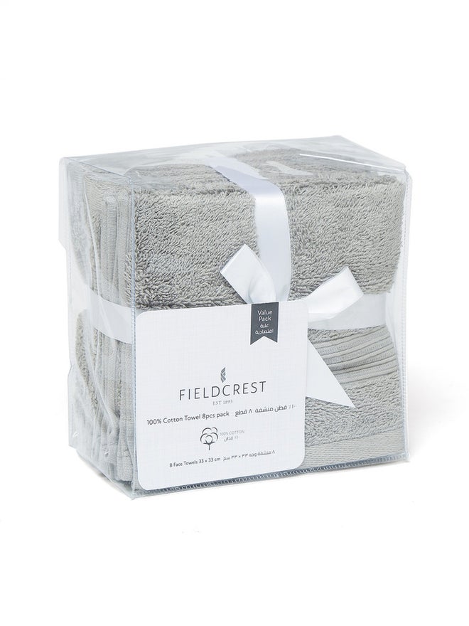 FIELDCREST 8-Piece Plain Towel Pack Of Wash Cloth 33X33Cm 500 Gsm Drizzle - Image 5