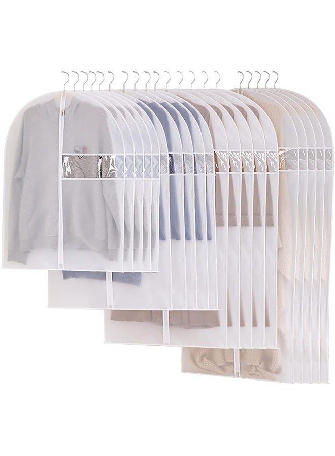 JCB CHIC Clothes Cover 20 Packs Hanging Garment Bags, Dustproof Dress Bag with Zipper Clear Full Suit Storage Cover Plastic Clothes Organizer Protector Cloth Rail Cover for Dress Gowns Abaya Sweater 80-140CM - Image 1