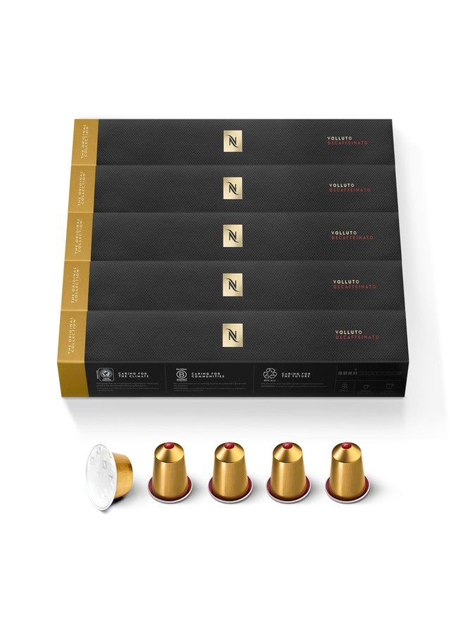 Nespresso Capsules OriginalLine, Volluto Decaffeinato Mild Roast Coffee, 10 Count (Pack of 5) Coffee Pods, Brews 1.35 Ounce, (ORIGINALLINE ONLY) - Image 1