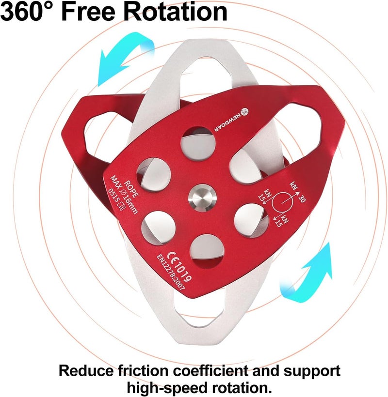 Newdoar 30 KN CE Certified Large Rescue Pulley Single/Double Sheave with Swing Plate - Image 5