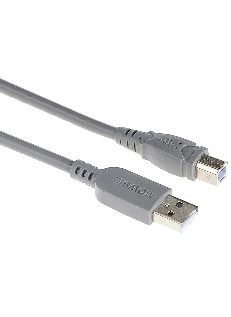 MOWSIL Printer Cable 5 Mtr, Braided USB 2.0 A to USB B Male Cable Compatible with USB Type B Printers and Scanners Epson, HP DeskJet/Envy, Canon, Lexmark, Samsung, Dell, Brother, DAC,  - Image 1