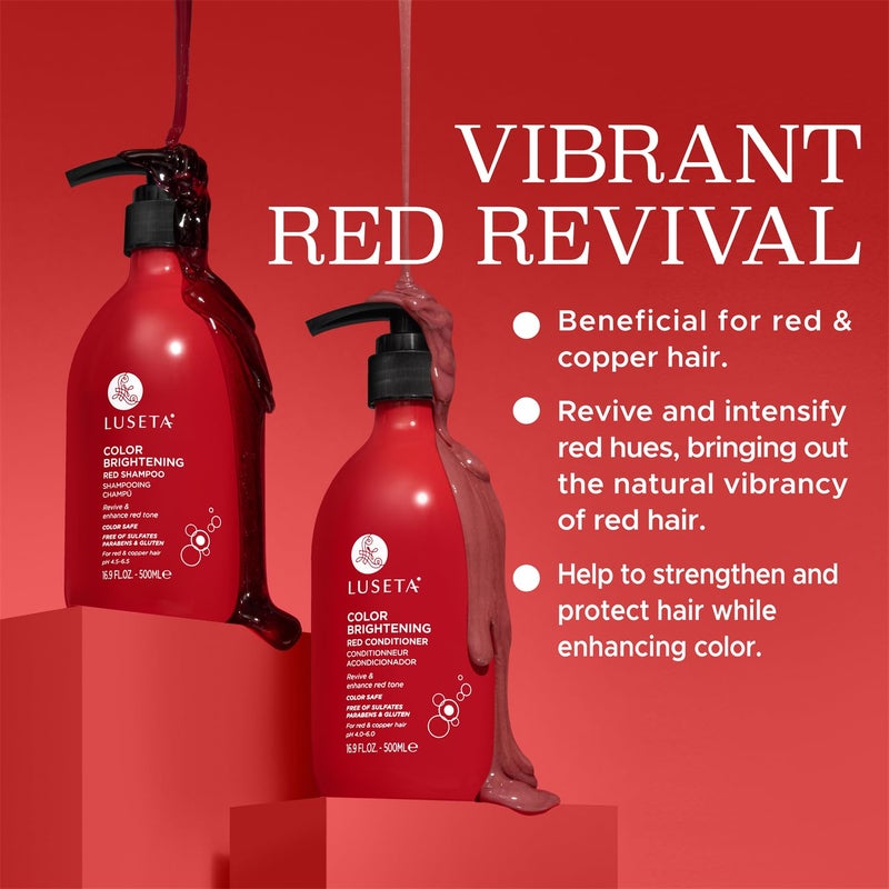 Luseta Red Hair Shampoo & Conditioner Set for Color Treated, Sulfate and Paraben Free for Copper Brightening, Strengthening Follicles With Pomegranate Extract 2 x 16.9oz - Image 3