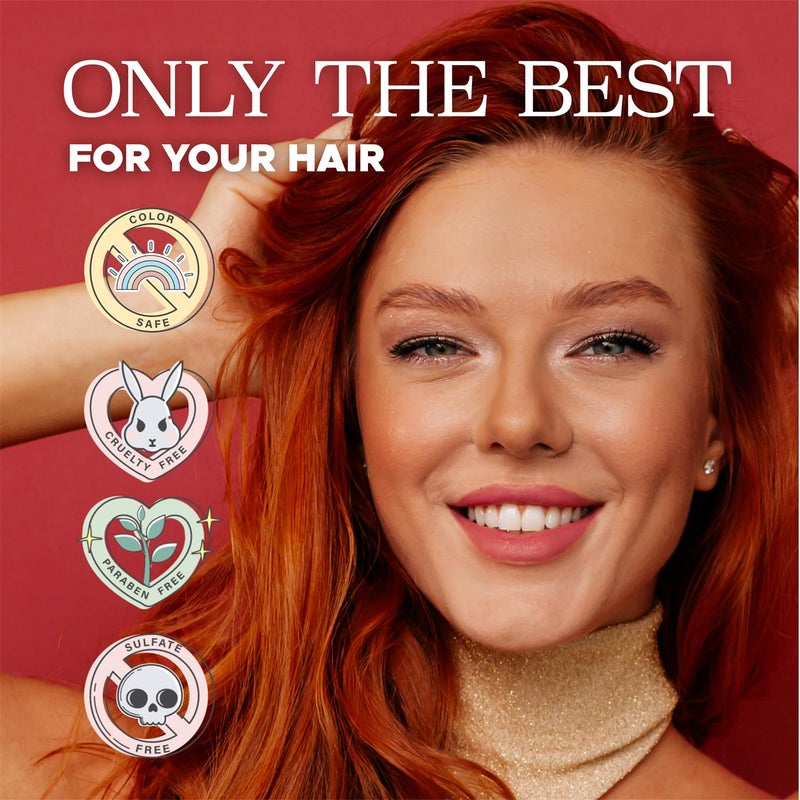 Luseta Red Hair Shampoo & Conditioner Set for Color Treated, Sulfate and Paraben Free for Copper Brightening, Strengthening Follicles With Pomegranate Extract 2 x 16.9oz - Image 5