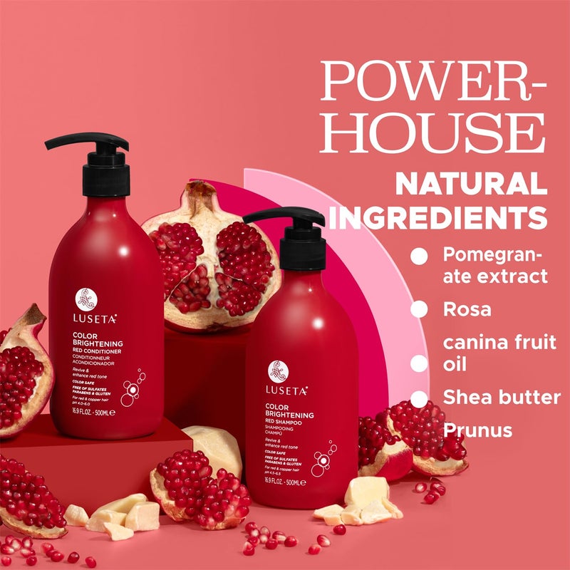 Luseta Red Hair Shampoo & Conditioner Set for Color Treated, Sulfate and Paraben Free for Copper Brightening, Strengthening Follicles With Pomegranate Extract 2 x 16.9oz - Image 4