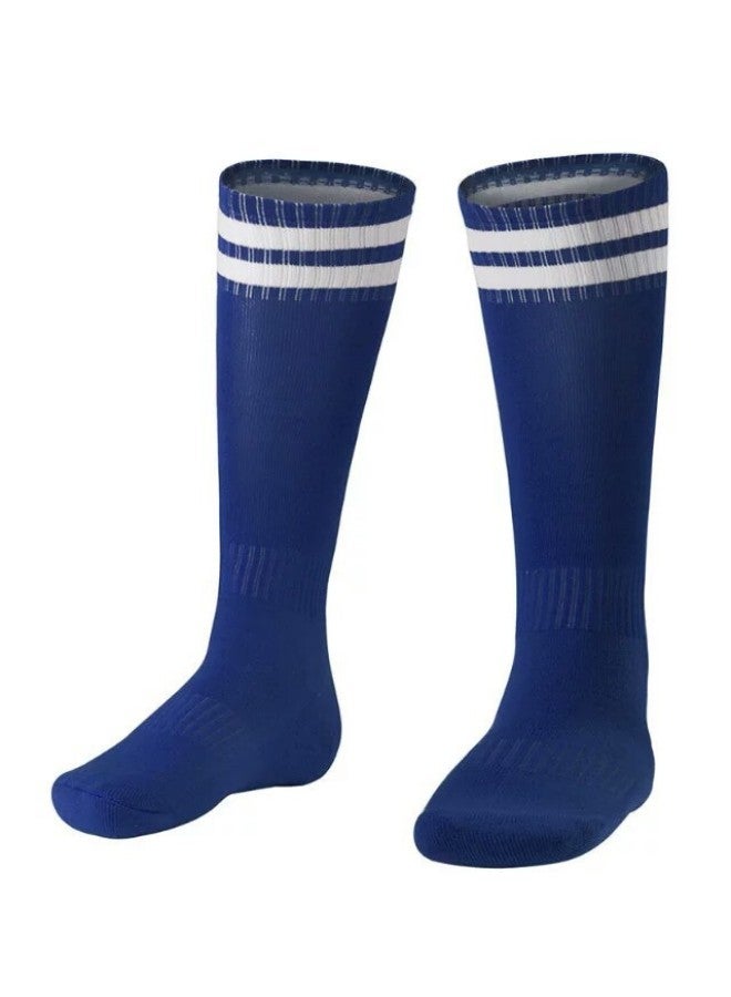 (children) Dark Blue Anti-slip Football Socks With Thickened Sweat-absorbent Casual Socks, Towel Bottom Sports Socks, Custom