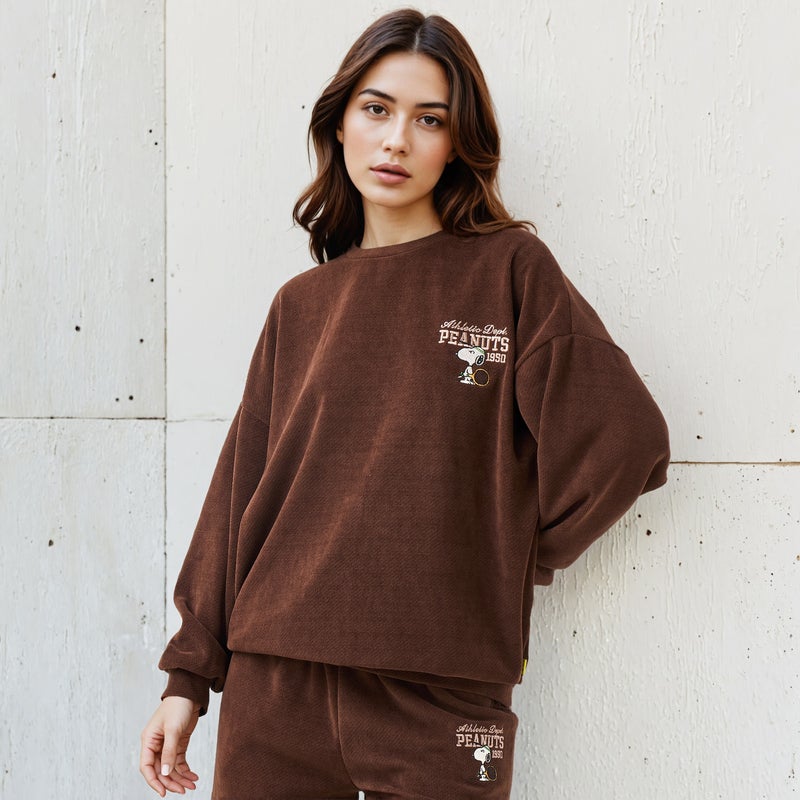 SP Characters Sweatshirt with Peanuts Embroidered Polyester Blend - Image 4