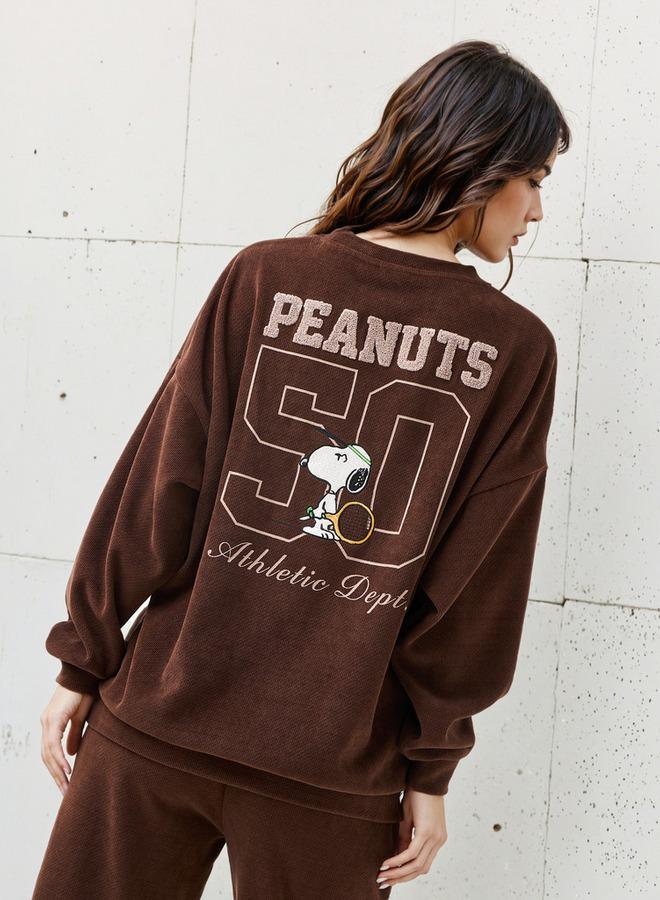 SP Characters Sweatshirt with Peanuts Embroidered Polyester Blend - Image 1