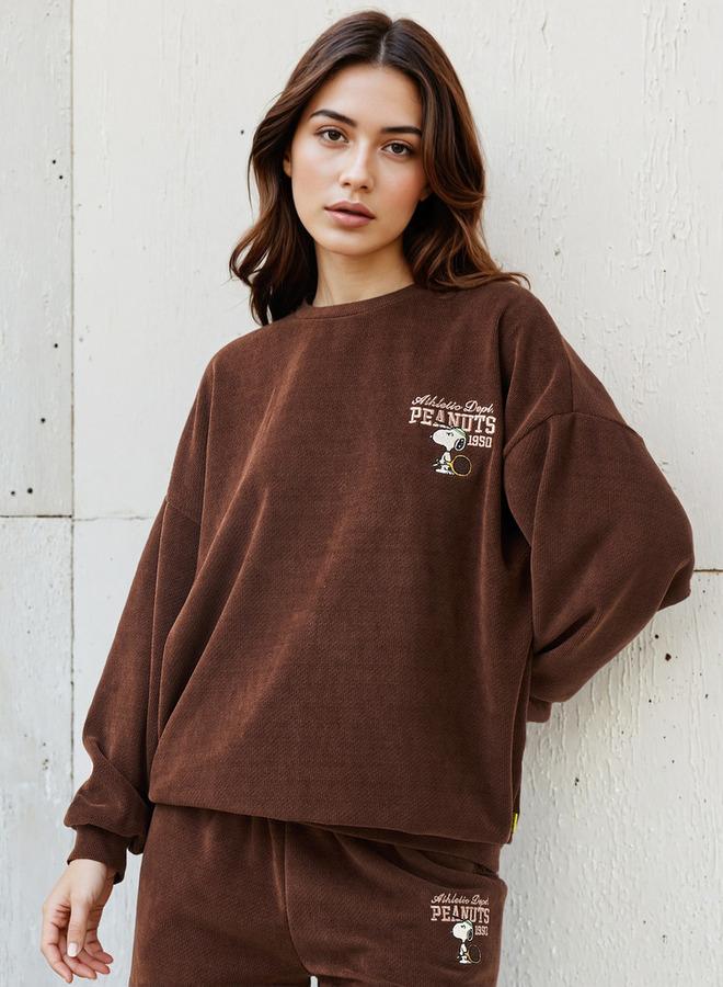 SP Characters Sweatshirt with Peanuts Embroidered Polyester Blend - Image 3