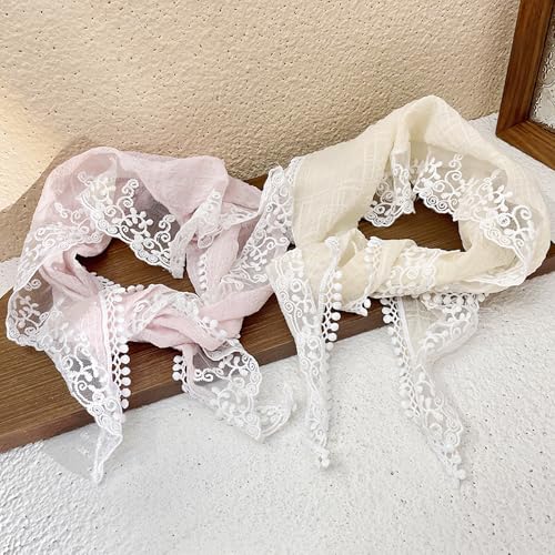 TecoKart® 2 Pcs Hairbands for Women Stylish, Triangle Lace Hairband for Woman, Soft Lightweight Head Scarf Elegant Summer Bandana Accessory Hair Scarf for Girls - Image 4