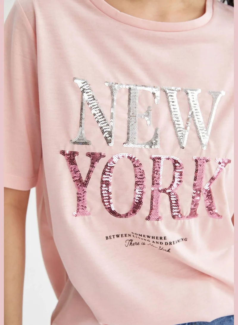 DeFacto Relax Fit Short Sleeve New York Print T-Shirt