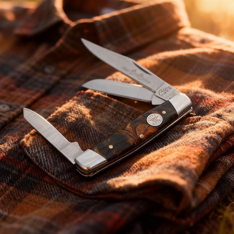 Rite Edge 4" Stockman Pocket Knife – Large Folding Knife with 3 Stainless Steel Blades & Black Pearl Handle– Multi Blade Pocket Knives & Folding Knives for Everyday Carry EDC, Camping, Hunting & Outdoors - Image 4