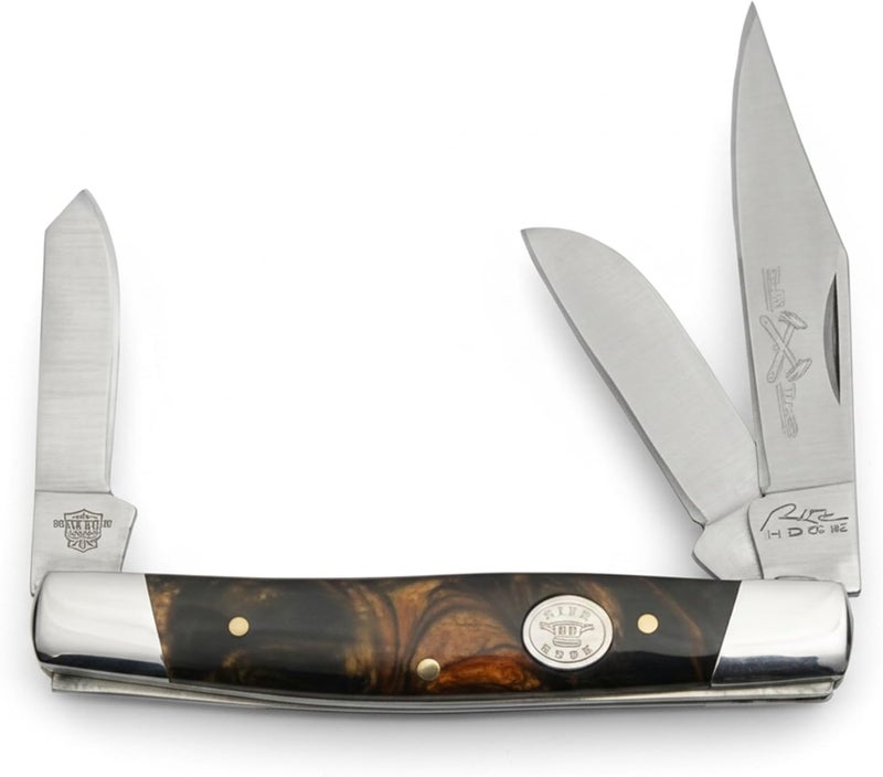 Rite Edge 4" Stockman Pocket Knife – Large Folding Knife with 3 Stainless Steel Blades & Black Pearl Handle– Multi Blade Pocket Knives & Folding Knives for Everyday Carry EDC, Camping, Hunting & Outdoors - Image 1