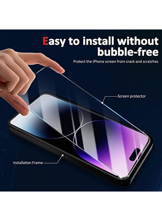 erorex 3 Plus 3 Pack Compatible With Iphone 14 14 Plus 14 Pro Pro Max Screen Protector Tempered Glass And Camera Lens Protector Support Fingerprint Unlock Bubble Free Iphone 14 Pro  - Image 3