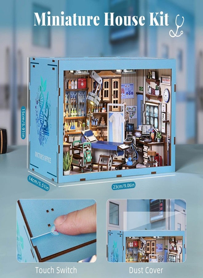 fifijoy Book Nook Kit - DIY Miniature House Doctors Clinic Dollhouse Kit for Adults, Book Nook Tiny House Bookshelf Decor Creative 3D Wooden Puzzle, Gifts for Family, Friends (Doctor's Office) - Image 5