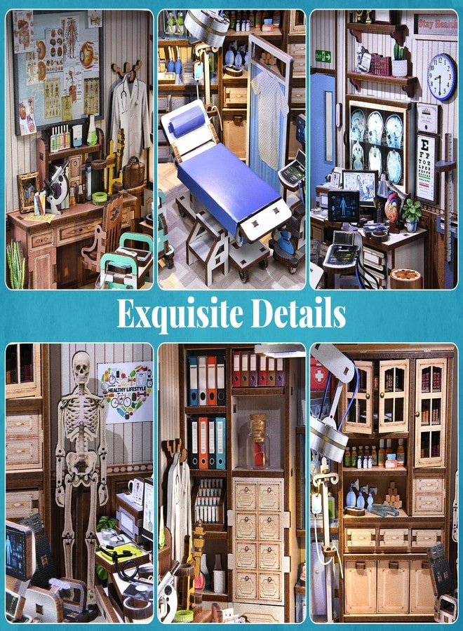 fifijoy Book Nook Kit - DIY Miniature House Doctors Clinic Dollhouse Kit for Adults, Book Nook Tiny House Bookshelf Decor Creative 3D Wooden Puzzle, Gifts for Family, Friends (Doctor's Office) - Image 3