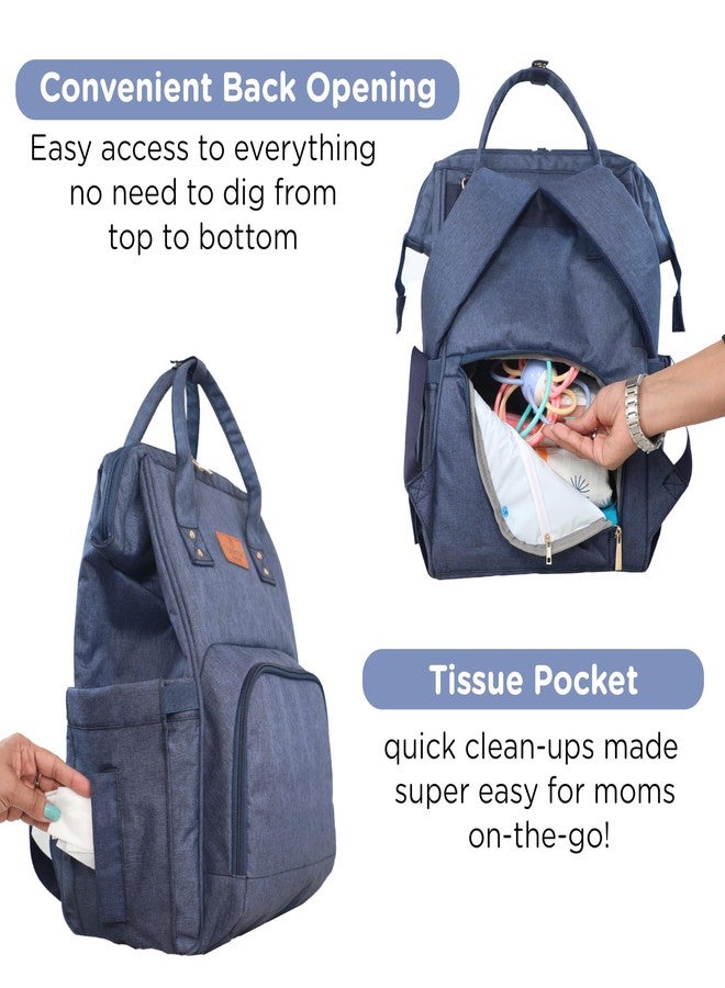 Motherly Crown Melange Fabric Diaper Bag for Mothers for Travel With Warranty | Spacious Diaper Bags for Mom | baby bag for mother travel | Maternity Bags for Mother and Baby - Blue - Image 5