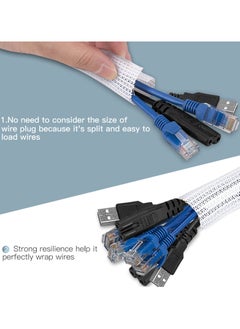 Generic Adjustable Braided Cable Sleeve, Wire Management Sleeve Hider for TV, Desk PC, Cable Wraps with Flame Retardancy, Wires Organizer and Protector (White/2m)  - Image 4