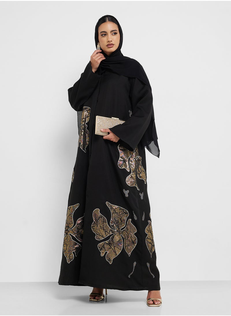 hayas closet Embellished Flared Sleeve Abaya  - Image 1