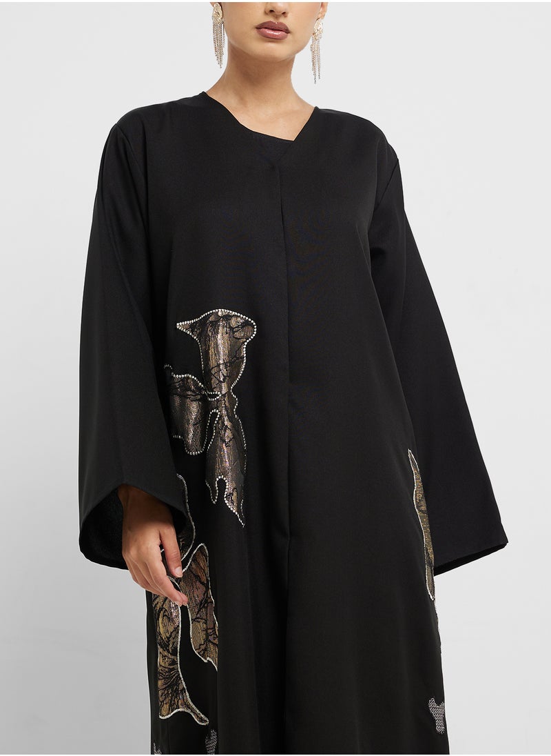 hayas closet Embellished Flared Sleeve Abaya  - Image 3