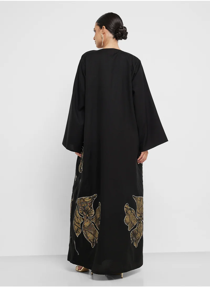 hayas closet Embellished Flared Sleeve Abaya