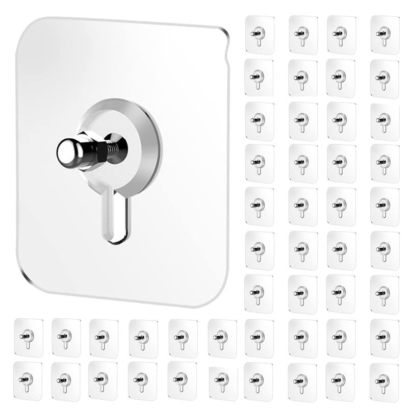 YOPRAM Self Adhesive Nails Wall Hooks Heavy Duty Strong Screw Mount Durable Water Resistant for Kitchen Bathroom Home Office Photo Frame Painted & Tile Surface (Pack of 50) - Image 1