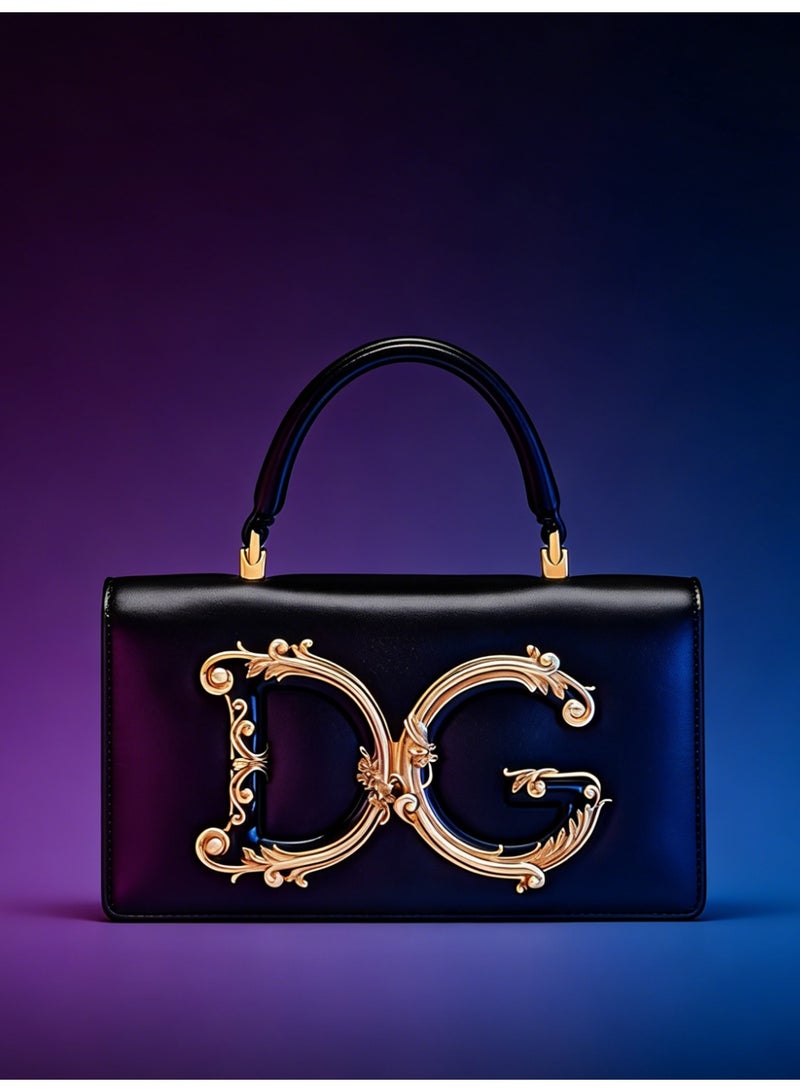 D&G Dolce&Gabbana Mini Top Bag Black, Women's Crossbody Bag, Women's Handbag, Women's Shoulder Bag, Women's Travel Bag, Women's Hobo Bag, Banquet Luxury Black Leather Small Bag - Image 1