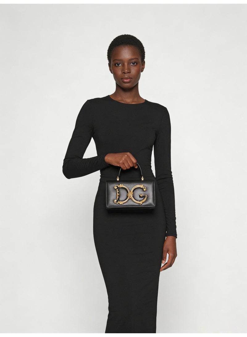 D&G Dolce&Gabbana Mini Top Bag Black, Women's Crossbody Bag, Women's Handbag, Women's Shoulder Bag, Women's Travel Bag, Women's Hobo Bag, Banquet Luxury Black Leather Small Bag - Image 5