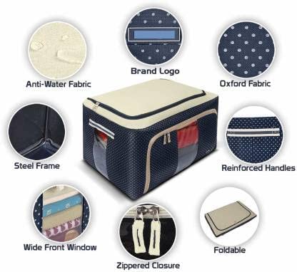 Deoxys Deoxys 66L Folding Storage Box Living Box Fabric Foldable Wardrobe Organizer Storage Boxes for Clothes Shirts Saree Cover 66L Folding Storage Box 66L Cloth Storage Boxes Multi Design - Image 3