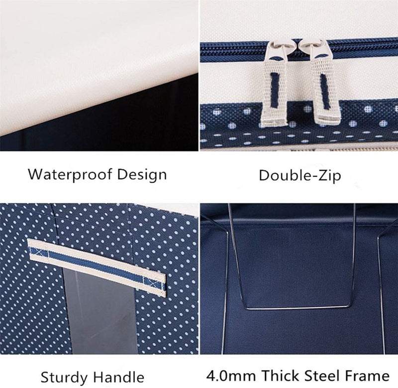 Deoxys Deoxys 66L Folding Storage Box Living Box Fabric Foldable Wardrobe Organizer Storage Boxes for Clothes Shirts Saree Cover 66L Folding Storage Box 66L Cloth Storage Boxes Multi Design - Image 2