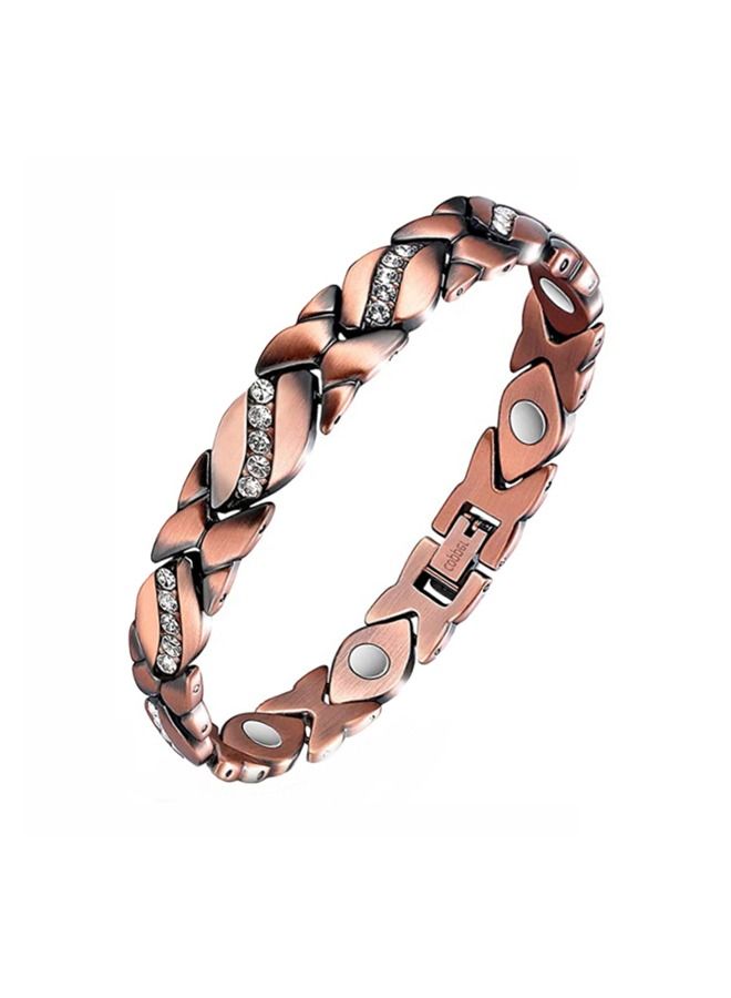 Red Copper Bracelet, Pure Copper Magnetic Bracelet, Women's Diamond Leaf Bracelet,Gift for Women  - Image 1