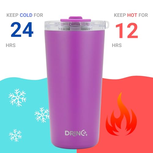 Drinco - 20 oz Stainless Steel Tumbler | Double Walled Vacuum Insulated Mug With Lid, 2 Straws, For Hot & Cold Drinks (20oz Deep Purple, 20oz) - Image 5