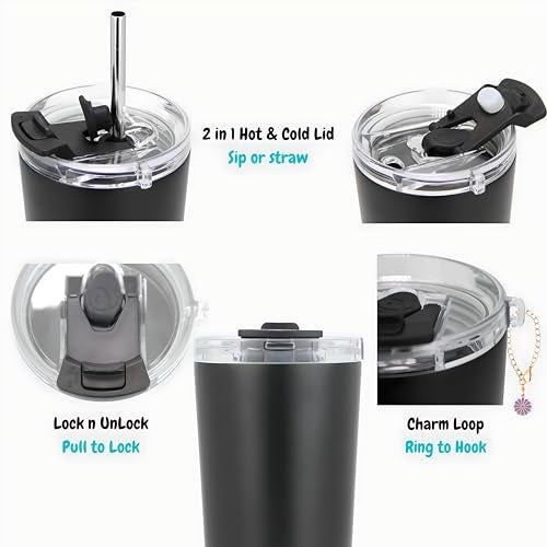 Drinco - 20 oz Stainless Steel Tumbler | Double Walled Vacuum Insulated Mug With Lid, 2 Straws, For Hot & Cold Drinks (20oz Deep Purple, 20oz) - Image 4