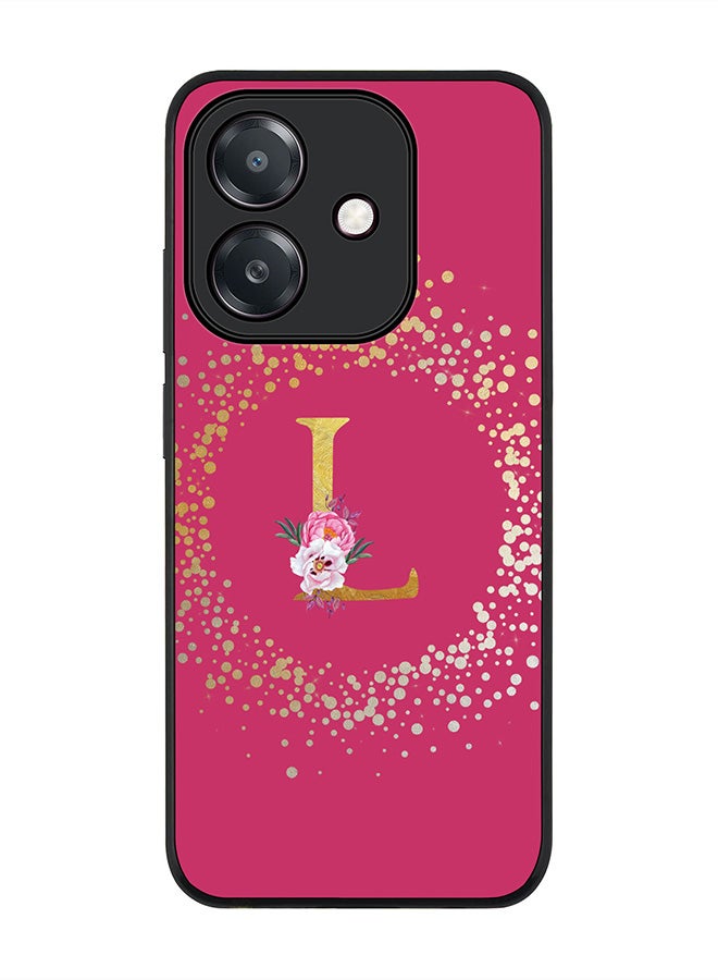 Stylizedd For Oppo A5i Case,Slim fit Camera Protection, Shockproof Thin Phone cover  - Custom Monogram Floral - L ( Deep Pink )