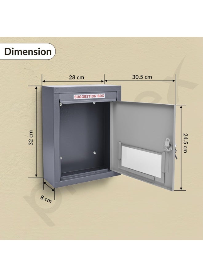 Plantex All in one Multipurpose use Box- Letter Box/Post Box for Gate Home and Office/Suggestion Box for Office use/Complaint/Donation Box with Lock Table Top or Wall Mount Pack of 1 - (Grey) - Image 2