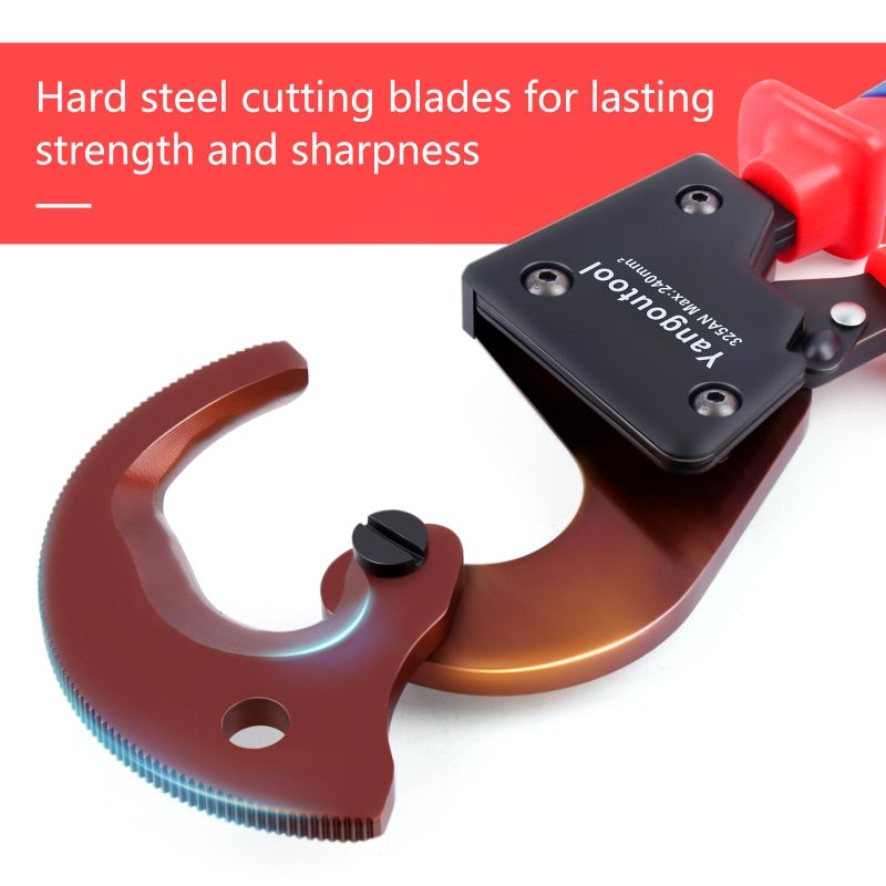 Yangoutool Ratchet Cable Cutter Heavy Duty for Copper and Aluminum Cables, 240mmÂ² Capacity, Sharp Polished Edges, Ideal for Cutting Large Armored Electrical Wires, Perfect for Electricians - Image 4