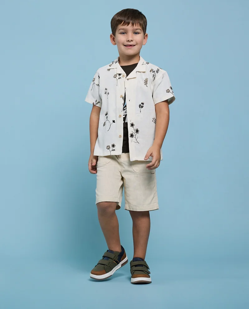 أر أند بي Embroidered Shirt with Revere Collar and Long Sleeves
