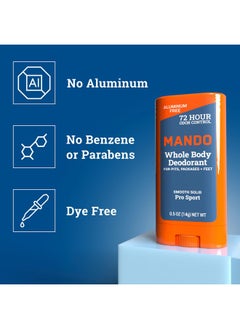 Mando Mando Whole Body Deodorant For Men - Mini Travel-Sized Invisible Cream and Solid Stick - 72-Hour Odor Control - Aluminum-Free, Baking Soda-Free - 0.5 ounce Tube and 0.5 ounce Stick - Pro Sport Scent  - Image 4