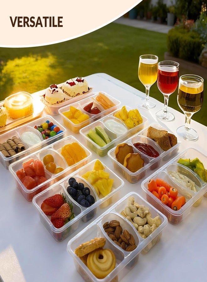 HI-REEKE 8 OZ New 3 Compartment Snack Containers, 20 Sets Bigger Reusable Clear Snack Packs Container with Lids - Image 5