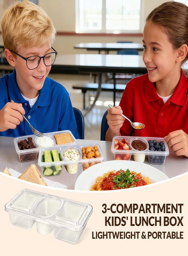 HI-REEKE 8 OZ New 3 Compartment Snack Containers, 20 Sets Bigger Reusable Clear Snack Packs Container with Lids - Image 2