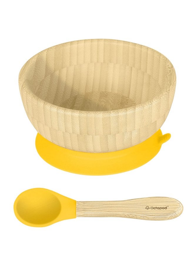 Abiie Octopod Bamboo Dish - Fun Kids Bowls for 4 months and up, Bamboo Suction Bowl, High-Chair Bamboo Baby Bowls, Mess-Free Toddler Suction Bowls, Ergonomic Baby Feeding Supplies, 5.7 x 3 x 5.7 in - Image 1