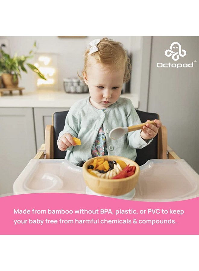 Abiie Octopod Bamboo Dish - Fun Kids Bowls for 4 months and up, Bamboo Suction Bowl, High-Chair Bamboo Baby Bowls, Mess-Free Toddler Suction Bowls, Ergonomic Baby Feeding Supplies, 5.7 x 3 x 5.7 in - Image 5