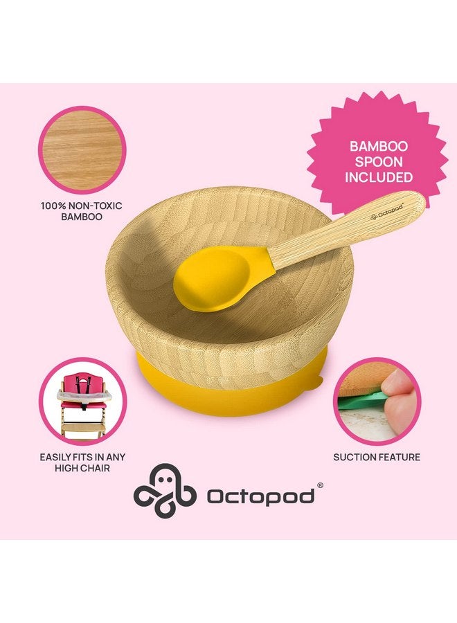 Abiie Octopod Bamboo Dish - Fun Kids Bowls for 4 months and up, Bamboo Suction Bowl, High-Chair Bamboo Baby Bowls, Mess-Free Toddler Suction Bowls, Ergonomic Baby Feeding Supplies, 5.7 x 3 x 5.7 in - Image 2