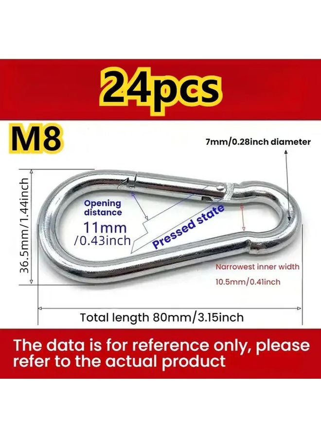 24 قطعة من مشبك كارابينر الربيعي الثقافي للاستخدام الخارجي مقاس M8 مع قفل برغي سريع التحرير - Image 1