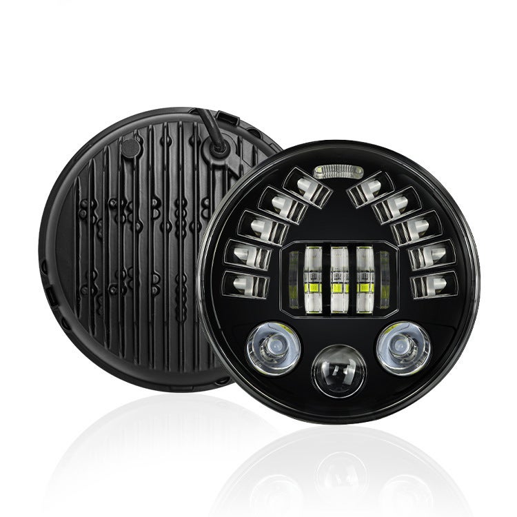 Source Manufacturer 7inch Wrangler Caterpillar Headlight Left and Right with Yellow and White Light Angel Eye Daytime Running Light Off-road Vehicle Light