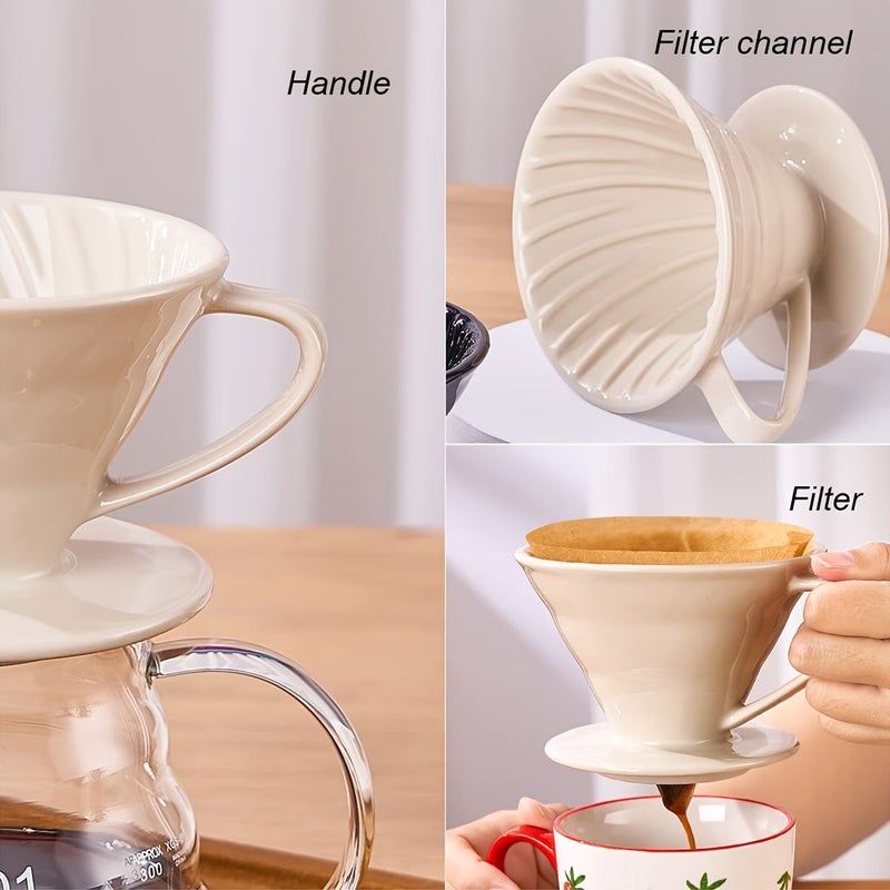 Pour Over Coffee Maker 12oz Set with Borosilicate Glass Carafe and Ceramic Dripper - Image 2