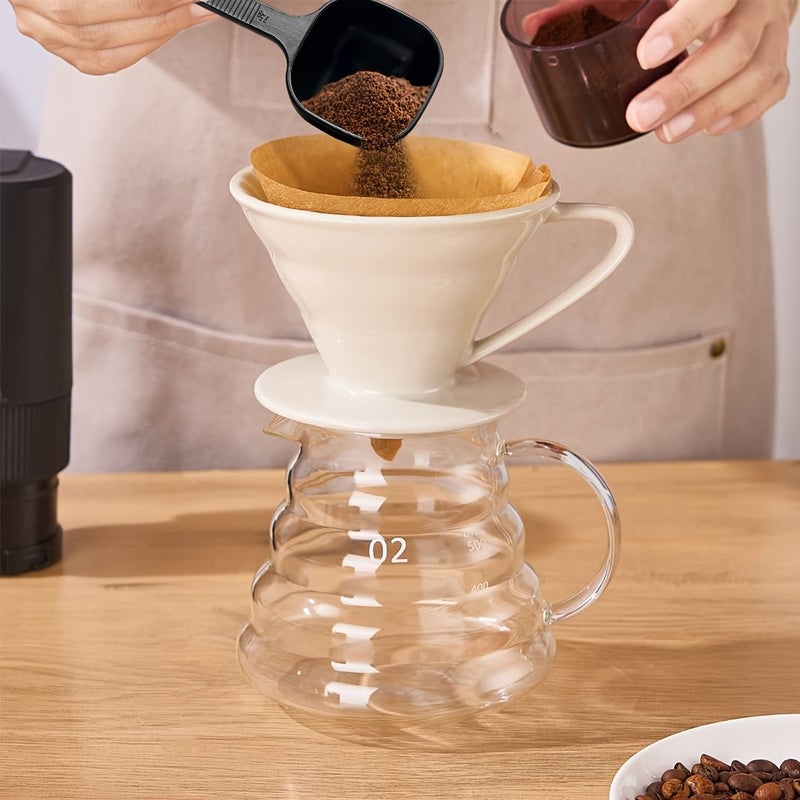 Pour Over Coffee Maker 12oz Set with Borosilicate Glass Carafe and Ceramic Dripper - Image 4