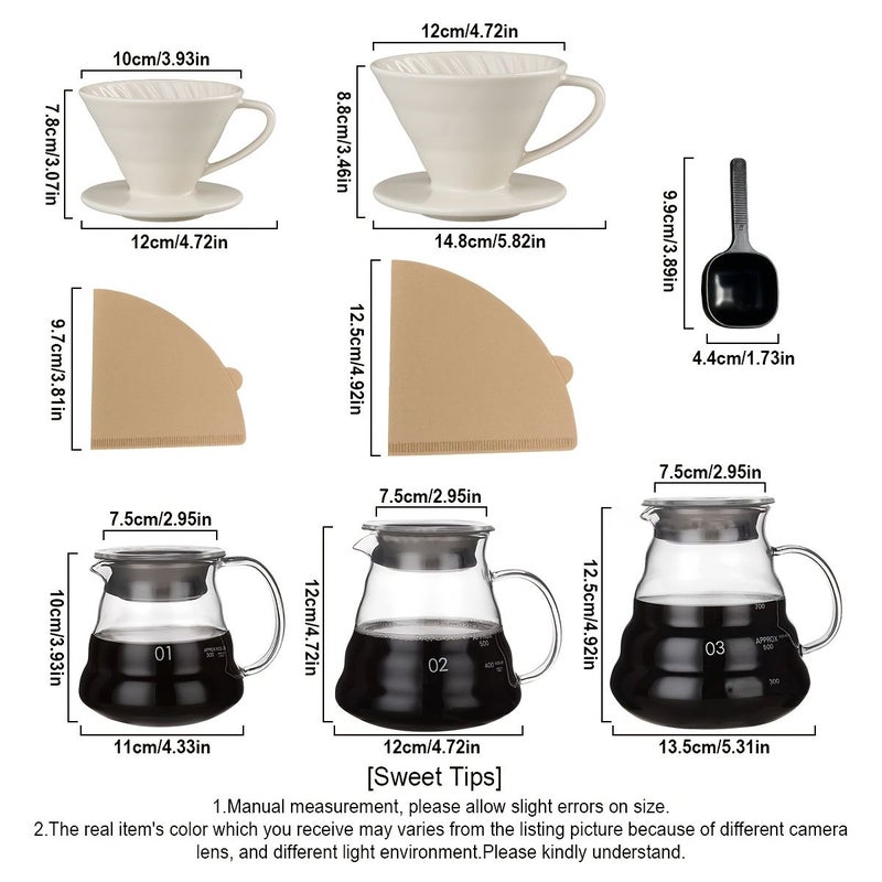 Pour Over Coffee Maker 12oz Set with Borosilicate Glass Carafe and Ceramic Dripper - Image 3